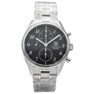 Tag Heuer Carrera CAS2110 Chrono Black Dial Steel 40mm Automatic Men's Watch - Picture 1 of 8