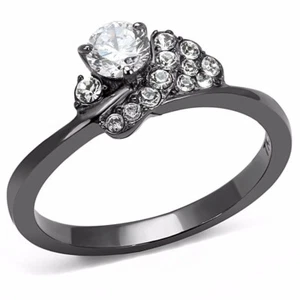 4.5x4.5mm Round Cut CZ in Light Black IP Stainless Steel Women's Ring SZ 5-10 - Picture 1 of 1