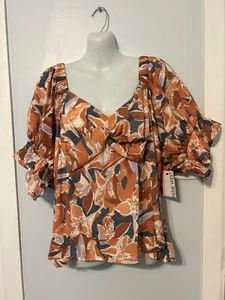 NWT Nine West Flora Twist Front Top with Gathered On/Off Shoulder Sleeve Plus 4X - Picture 1 of 3