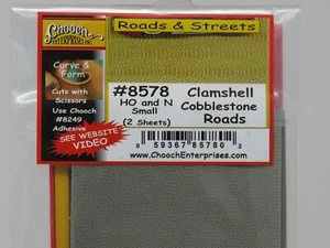 Chooch 8578 Small Flexible Clamshell Cobblestone Roads Sheet (2) for N HO Scale - Picture 1 of 2