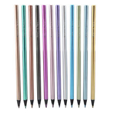 12 Colors Metallic Pencils NOn Toxic Black Wood Colored Pencils Set Supplies Eob
