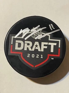 Florida Panthers MACKIE SAMOSKEVICH Signed 2021 NHL Draft Hockey Puck - Picture 1 of 1