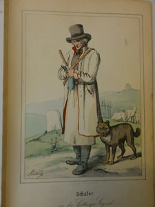 1844 - Schafer, Hand Colored Engraving, Duller Germany and German People - Picture 1 of 8