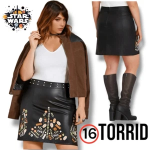 NWT Torrid Her Universe Star Wars Women's Han Solo Faux Leather Skirt Black 16 - Picture 1 of 8