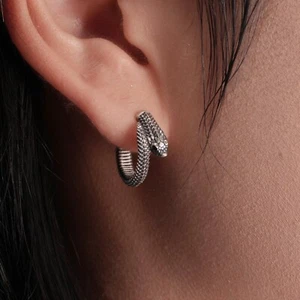 Hognose Snake Earrings Statement Hoop Earrings Lightweight Hoops Hypoallergenic - Picture 1 of 10