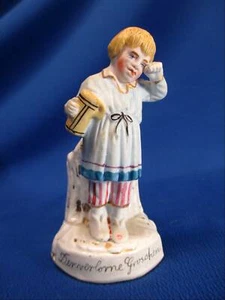 GERMAN PORCELAIN FIGURAL MATCH HOLDER / STRIKER THE LOST PENNY LITTLE GIRL CRYIN - Picture 1 of 6