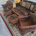 Teak Hand Carved Furniture Set Coffee End Table Chair RARE Vintage Made Thailand