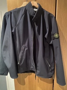 Stone Island Soft Shell R Fleece Lined Men's Navy Casual Plain Zip Up Jacket - Picture 1 of 3