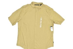 NEW Sean John Men's Big & Tall Size 4XL Khaki Linen Blend Button Down Shirt - Picture 1 of 8