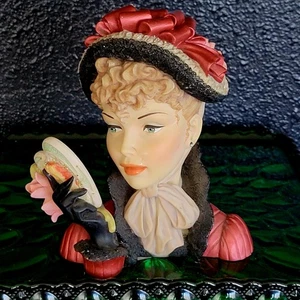 Cameo Girls Lady Head Vase •Judith 1875 Victorian Valentine• Vintage - Picture 1 of 10