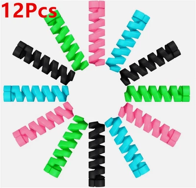 12Pcs Spiral Cable Protector Silicone Cord Saver for All Cell Phone Data Lines - Image 1 of 4