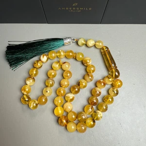 Handmade Yellow Amber Tasbih Misbaha Islamic Prayer Beads 10.9mm 40.3g - Picture 1 of 3