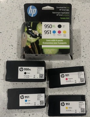 GENUINE HP 950XL BLACK / 951 TRI-COLOR INK COMBO PACK SET MAY 2026 NEW - Image 1 of 3