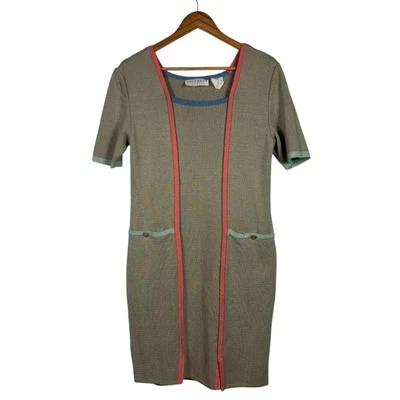 Nina Ricci Paris Knit Dress with Pockets Blue/Pink/Beige Size 2 Square Neck - Image 1 of 4