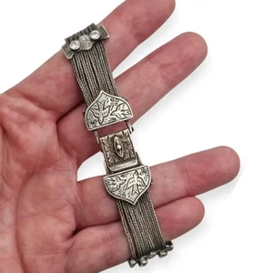 Pulsera turca antigua de plata 925 estilo bizantino con circonitas y pájaros dec - Foto 1 di 11