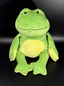2010 TY Pluffies PONDS Green 11” Soft Plush Green Yellow Frog Super Cute - Picture 1 of 9