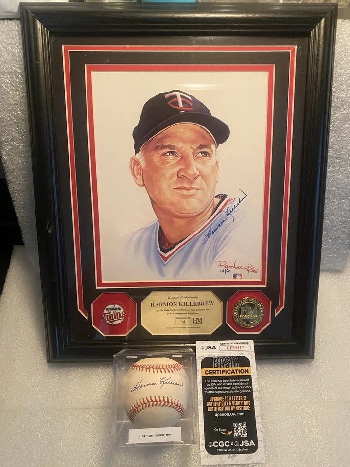 Harmon Killebrew Autographed Framed Photo and Baseball - Twins HOF Legend COAs - Image 1 of 4