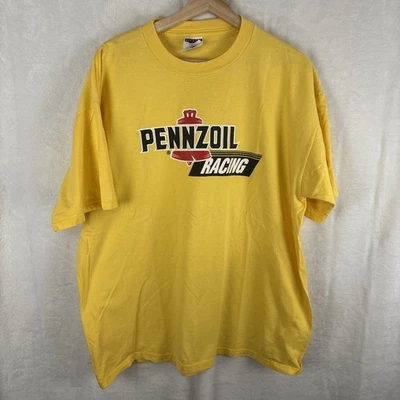 Vintage 90s Pennzoil Racing T Shirt USA MADE NASCAR Streetwear Yellow Men’s XL - Image 1 of 4