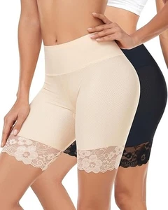 Blueinn 2 Pack Mesh Anti Chafing Slip Shorts in Nude/Black - Size Large - Picture 1 of 7