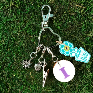 HOTI Hemp White Purple Cork Initial Letter Leaf Roach Clip Heart Keychain - Picture 1 of 9