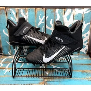 Nike Mens Alpha Menace Pro 2 Mid Black White Football Cleats Sz 13 AQ3209-002 - Picture 1 of 10