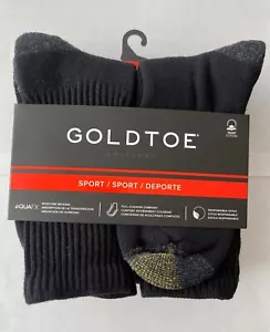 GoldToe Sport Men's 6 Pair Black Crew Socks size 6-12.5 (shoe size) - Picture 1 of 5