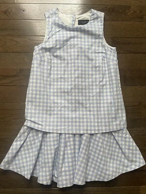 Victoria Beckham for Target girls Lg blue gingham drop waist sleeveless dress - Image 1 of 4