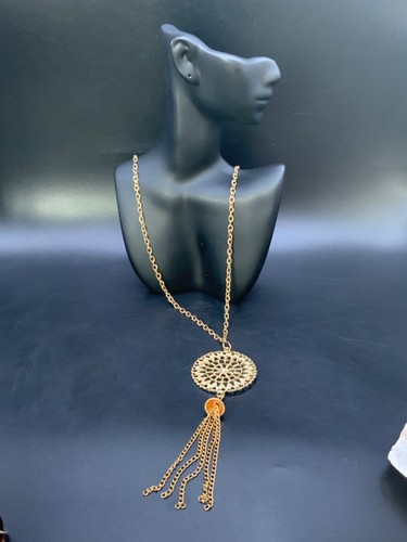 VETEMENTS Ciondolo medaglione cerchio nappa tono oro ciondolo bigiotteria costume collana