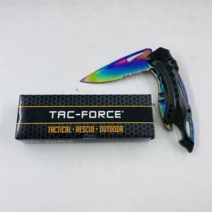 Tac-Force TF-705RB Assisted Black/Rainbow Linerlock Folding Knife - Picture 1 of 5