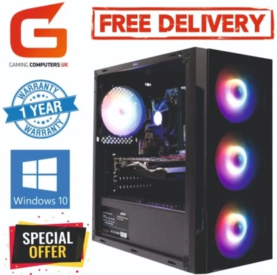 Gaming PC COMPUTER Core i7 32GB 480GB + 2TB GTX 1650 Win10 FREE DELIVERY - Image 1 of 4