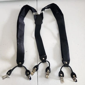 Fashion Suspender Braces For Trousers 47.24in 6 Clips Strap Unisex. Black Cloth. - Picture 1 of 9