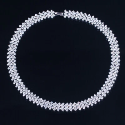 Collar Tenis Ancho Chapado en Oro Rosa Circonita Cúbica Mujer Boda Fiesta Joyería Foto 1 de 4