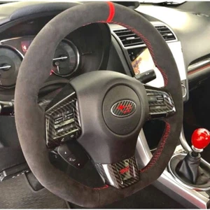 Cubierta envolvente de cuero gamuza negra para volante para Subaru WRX STI - Imagen 1 de 8
