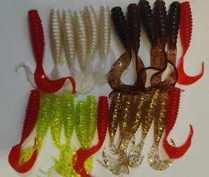25x soft plastic lure-Combo Mixed Soft Plastic Lures Grubs Baits flathead bream - Picture 1 of 9