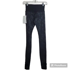 Athleta Midnight Garden sportliche enge Steigbügel-Leggings schwarz Blumenmuster neu mit Etikett XXS - Bild 1 von 14