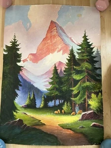 Vtg Watercolor/ Gouache Landscape Painting Signed BADER 27"x18.5" - Picture 1 of 10