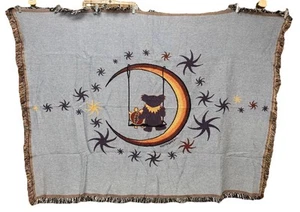 VINTAGE Grateful Dead Moon Swing Woven Cotton Blanket RARE 53in X 64in - Picture 1 of 1