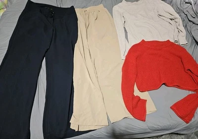 Lote de 4 piezas de ropa para mujer tallas S-Med The Limited pantalones de vestir/suéter Foto 1 de 4