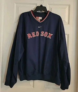 Vintage Nike Boston Red Sox Center Swoosh Pullover Windbreaker Jacket MLB Sz L - Picture 1 of 14