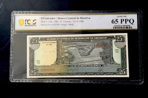 1983 25 Colones El Salvador BCR GEM  UNC PPQ65 PCGS - Picture 1 of 4