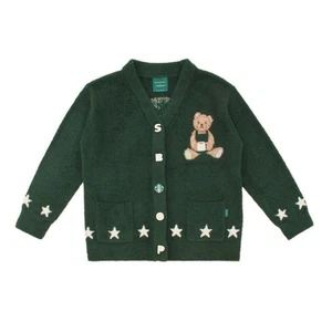 Starbucks Gelato Pique Green Powder Star Jacquard Cardigan Free Size only Japan  - Picture 1 of 7
