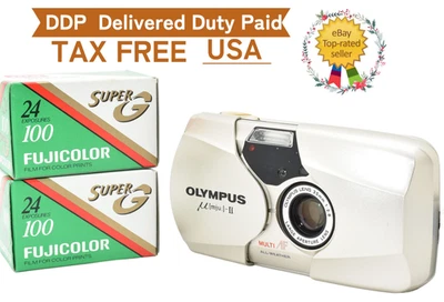 ⏯️[КАК НОВЫЙ+++] Пленочная камера Olympus μ mju II Silver Point & Shoot 35 мм из Японии - Изображение 1 из 4