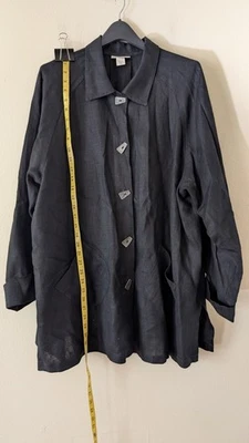 Women's J Jill Heavy Linen Jacket Black Size L Pockets Woven Buttons - Image 1 of 4