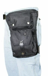 BOLSA DE HERRAMIENTAS DE MUSLO TEXTIL PARA MOTOCICLISTA DE MÚLTIPLES BOLSILLOS NEGRA con BOLSILLO PARA PISTOLA - DC77 - Imagen 1 de 8
