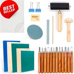 27pcs Lino Cutting & Printing Kit Stamp Carving Block Tool Set - Picture 1 of 12