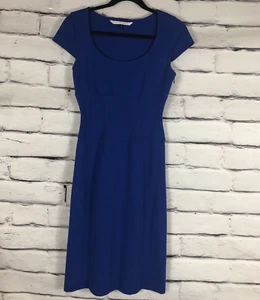 Diane Von Furstenberg Helen Dress Womens Size 4 Blue Split Cap Sleeve Zip Up - Picture 1 of 6
