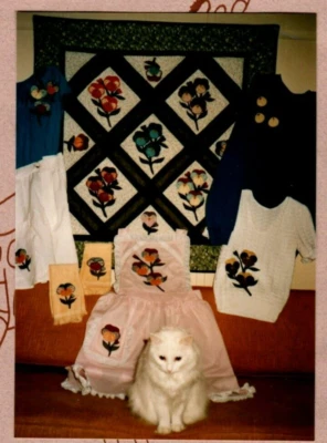 Pansy Possibilities Wall Quilt Pattern Primitive Folk Art Colorful Flower Apron - Image 1 of 2