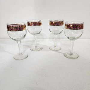VTg MCM Culver Valencia Cranberry Scroll Wine glasses 5-3/4" Set Of 4 - Picture 1 of 11