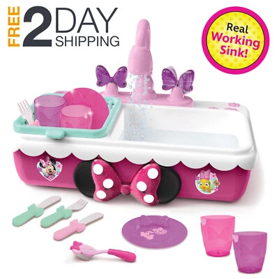 Minnie Mouse Fregadero Real De Cocina Con Juguetes Para Niñas 2 3 4 5 6 Años Set Foto 1 de 4