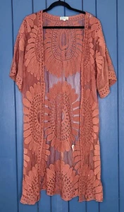 Plumero de malla transparente naranja terracota grande boho suroeste hada grunge - Imagen 1 de 5